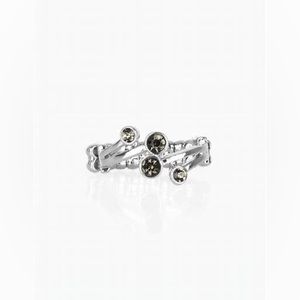 Dainty smoky rhinestone and silver ring*